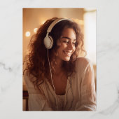 Simple Modern Calligraphy Photo Graduation Folieneinladung (Rückseite)