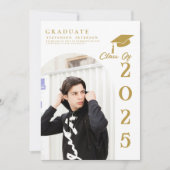 Simple Modern Calligraphy Photo Graduation Invitat Einladung (Vorderseite)