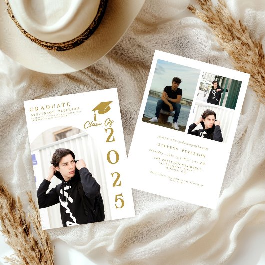 Simple Modern Calligraphy Photo Graduation Invitat Einladung