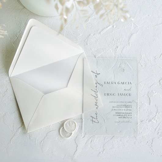 Simple Modern Calligraphy Wedding Acryleinladungen