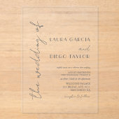 Simple Modern Calligraphy Wedding Acryleinladungen (Vorderseite)