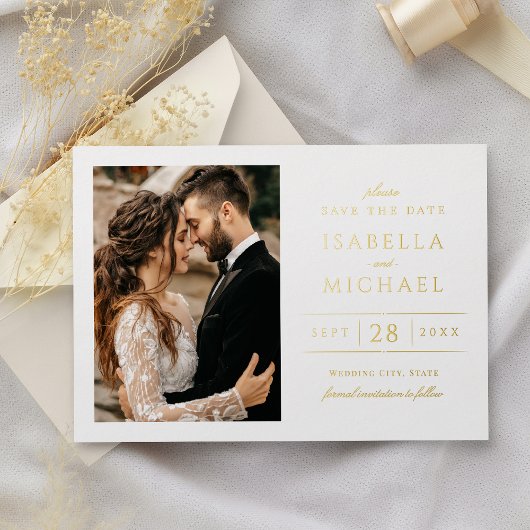 Simple Modern Classy Luxury Photo Save the Date Folieneinladung