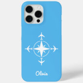 Simple Modern Compass and Airplane Travel Custom Case-Mate iPhone Hülle (Rückseite)