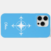 Simple Modern Compass and Airplane Travel Custom Case-Mate iPhone Hülle (Rückseite (Horizontal))