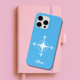 Simple Modern Compass and Airplane Travel Custom Case-Mate iPhone Hülle