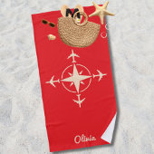 Simple Modern Compass and Airplane Travel Custom Strandtuch