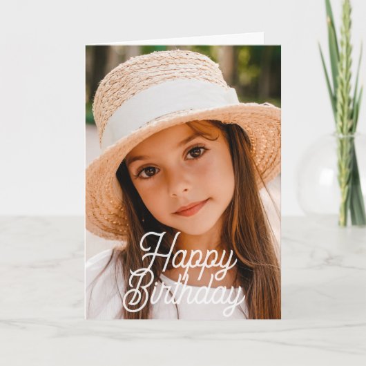 Simple Modern Cursive Custom Photo Birthday Karte (Vorderseite)