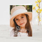 Simple Modern Cursive Custom Photo Birthday Karte (Gelbe Blume)