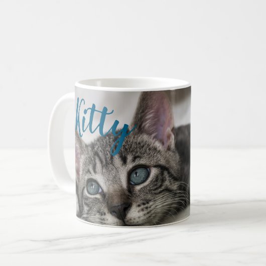 Simple Modern Custom Cat Name and Photo Kaffeetasse (Vorderseite Links)
