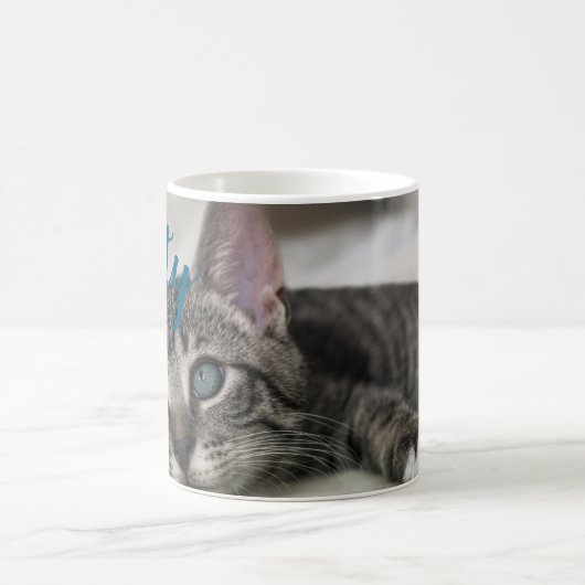Simple Modern Custom Cat Name and Photo Kaffeetasse (Mittel)