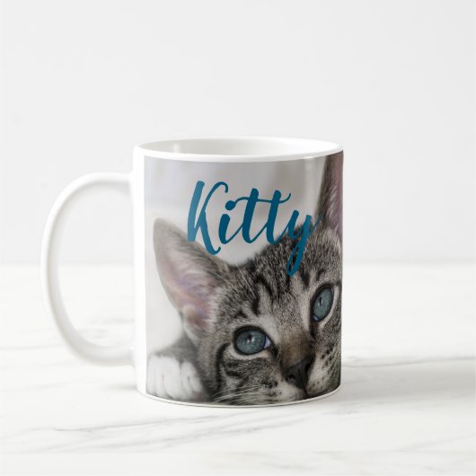 Simple Modern Custom Cat Name and Photo Kaffeetasse (Links)