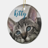 Simple Modern Custom Cat Name and Photo  Keramik Ornament (Links)