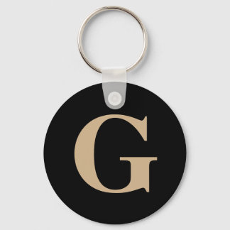 Simple Modern Custom Initial Black and Beige Schlüsselanhänger