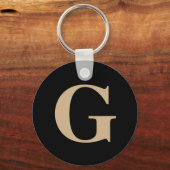 Simple Modern Custom Initial Black and Beige Schlüsselanhänger (Rückseite)