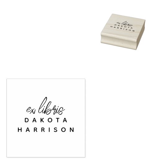 Simple Modern Custom Name Script Ex Libris Gummistempel (Stempel)