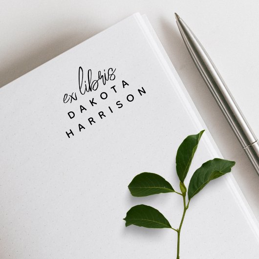 Simple Modern Custom Name Script Ex Libris Gummistempel