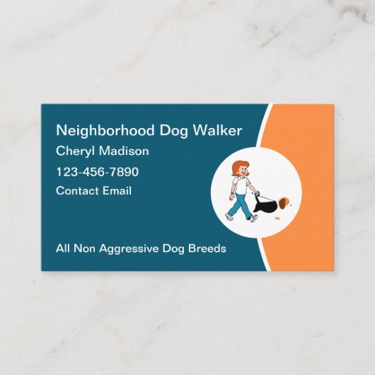 Simple Modern Dog Walking Business Cards Visitenkarte (Vorderseite)