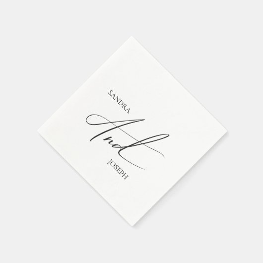 Simple modern elegant black and white basic  serviette (Ecke)