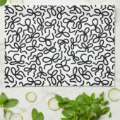 Simple Modern Elegant Black and White Bow Pattern Geschirrtuch (Gefaltet)