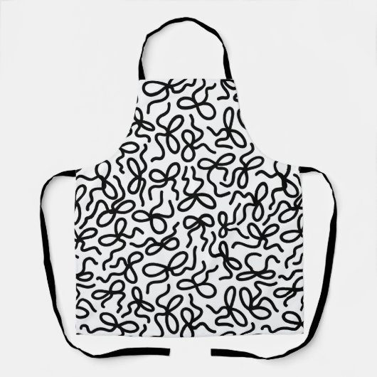 Simple Modern Elegant Black and White Bow Pattern Schürze (Vorderseite)