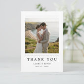 Simple Modern Elegant Coastal Photo Wedding Dankeskarte (Stehend Vorderseite)