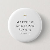 Simple Modern Elegant Cross Baby Baptism Button (Vorderseite)