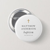 Simple Modern Elegant Cross Baby Baptism Button (Vorne & Hinten)
