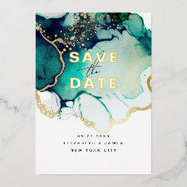 Simple Modern Elegant Emerald Green Save The Date Folieneinladung