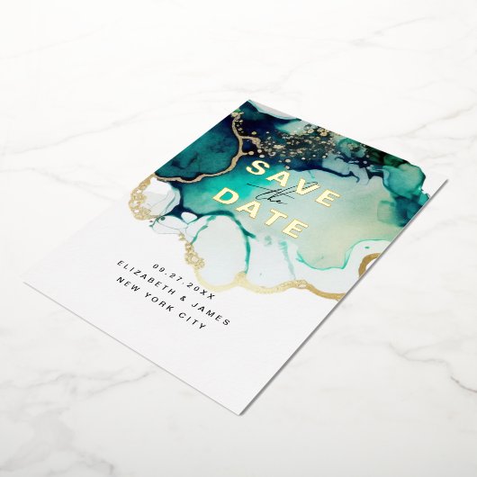 Simple Modern Elegant Emerald Green Save The Date Folieneinladung (Gedreht)