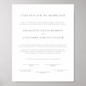 Simple Modern Elegant Marriage Certificate Poster (Vorne)