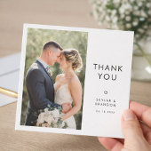 Simple Modern Elegant Rustic Wedding Photo Square  Dankeskarte