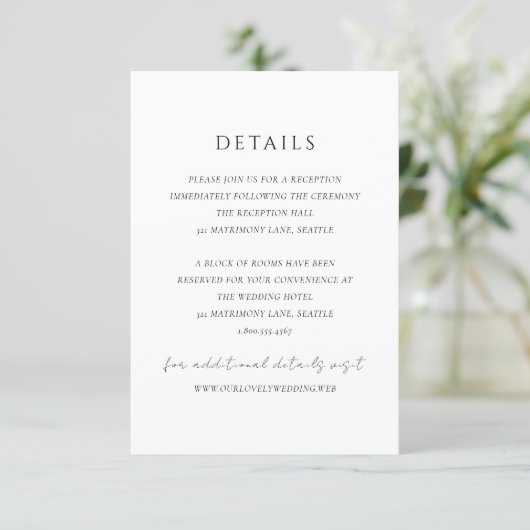 Simple Modern Elegant Wedding Begleitkarte (Stehend Vorderseite)