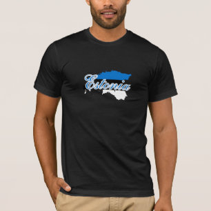 Simple Modern Estland Karte National Flag Souvenir T-Shirt