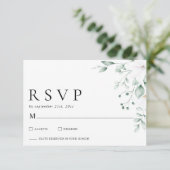 Simple Modern Eucalyptus Greenery Wedding RSVP (Stehend Vorderseite)