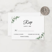 Simple Modern Eucalyptus Greenery Wedding RSVP Car Mitteilungskarte (Vorderseite/Rückseite Beispiel)