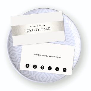 Simple Modern FAUX Silver Striped Loyalty 6 Punch Treuekarte