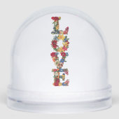 Simple Modern Floral LOVE Typography Schneekugeln (Vorderseite)