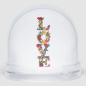 Simple Modern Floral LOVE Typography Schneekugeln (Rückseite)