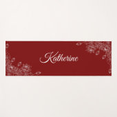 Simple Modern Floral Script Name Burgundy Lotus Yogamatte (Vorderseite (Horizontal))