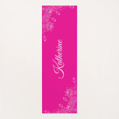Simple Modern Floral Script Name Hot Pink Lotus Yogamatte (Vorderseite)