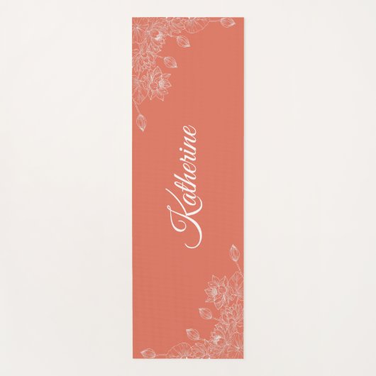 Simple Modern Floral Script Name Orange Lotus  Yogamatte (Vorderseite)
