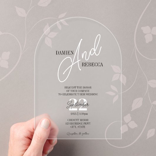 Simple Modern Frost Acrylic Wedding Invitation Acryleinladungen