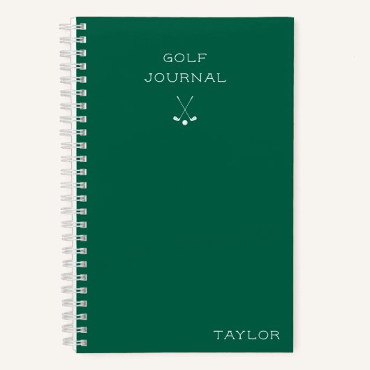 Simple Modern Golf Journal Personalized Name Green Notizblock (Vorderseite)