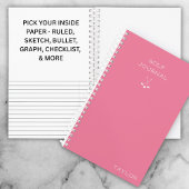 Simple Modern Golf Journal Personalized Name Pink Notizblock