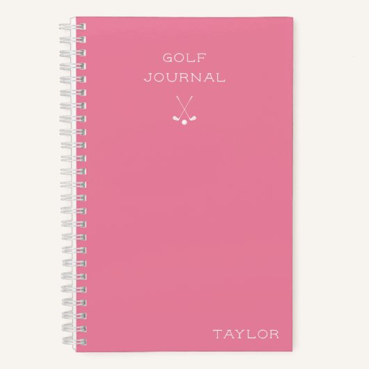 Simple Modern Golf Journal Personalized Name Pink Notizblock (Vorderseite)