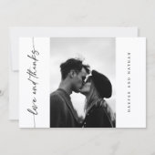 Simple Modern Handwritten Script Photo Wedding Dankeskarte (Vorderseite)