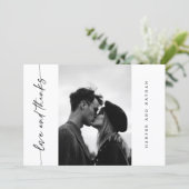 Simple Modern Handwritten Script Photo Wedding Dankeskarte (Stehend Vorderseite)