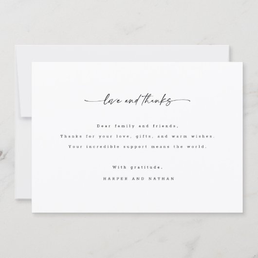 Simple Modern Handwritten Script Photo Wedding Dankeskarte (Rückseite)
