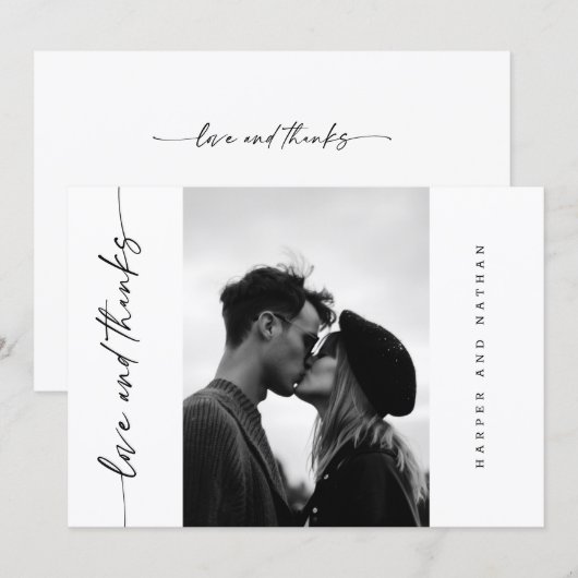 Simple Modern Handwritten Script Photo Wedding Dankeskarte (Vorne/Hinten)