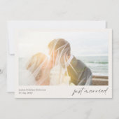 Simple Modern Heart Just Married Wedding Photo Dankeskarte (Vorderseite)
